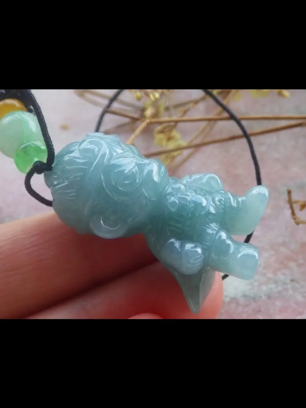 Blue Stone certificate jadeite Jade sun wukong Pendant monkey king water blue